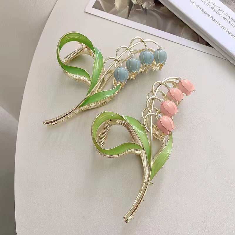 Elegant Hair Claw Bluebell Flower Hair Clip Hair Accessories Frog Buckle Hairpin Claws Clip Ornament Women Girls 2022 New Style