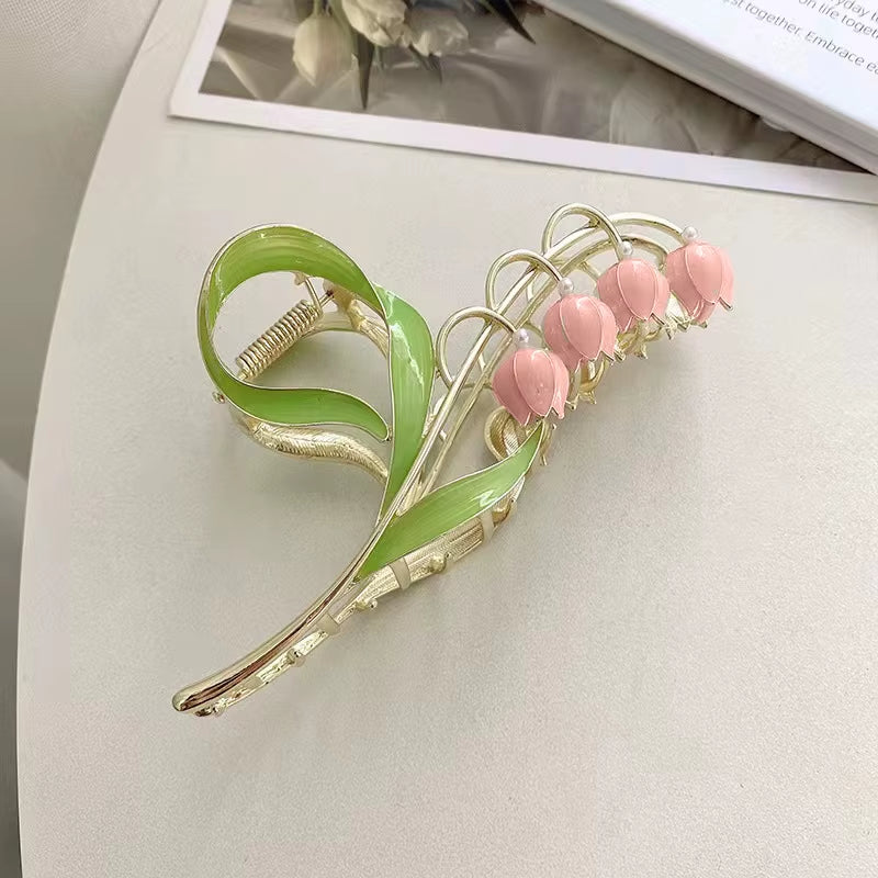 Elegant Hair Claw Bluebell Flower Hair Clip Hair Accessories Frog Buckle Hairpin Claws Clip Ornament Women Girls 2022 New Style