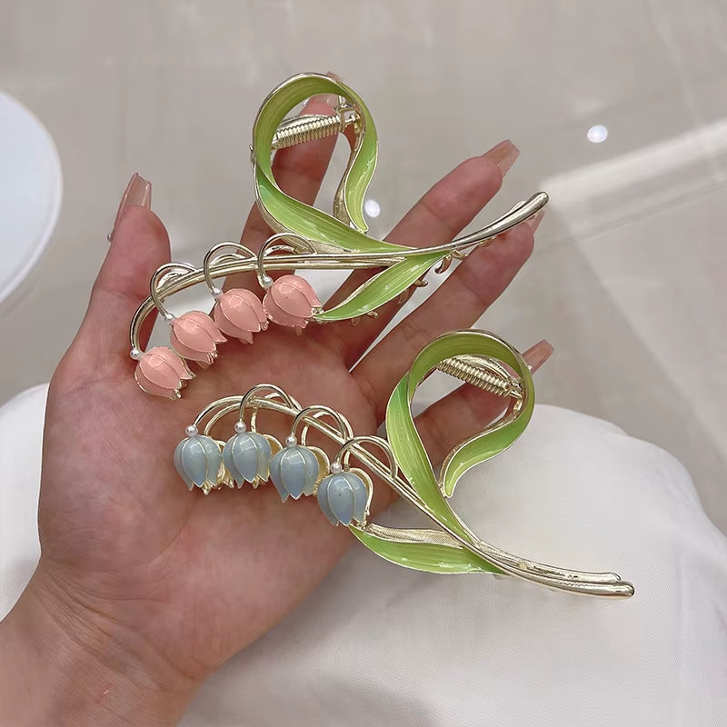 Elegant Hair Claw Bluebell Flower Hair Clip Hair Accessories Frog Buckle Hairpin Claws Clip Ornament Women Girls 2022 New Style