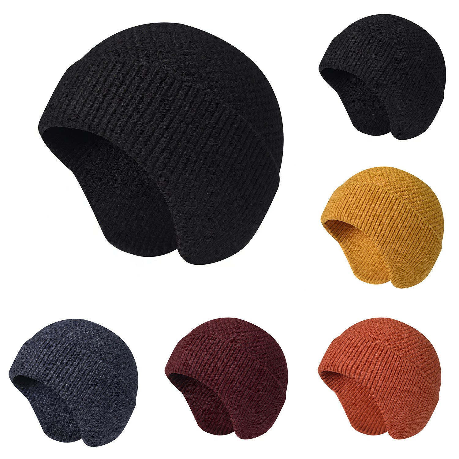 Winter Hats for Men Women with Ear Flaps Cable Knitted Beanie Earflap Hat Warm Windproof Skull Cap Beanie Cap, Pink