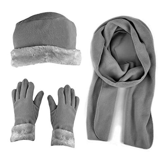 Women'S Warm Fleece Winter Set - Scarf, Hat, and Gloves Set