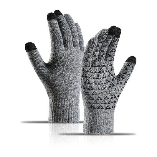 Winter Gloves for Men Women, Touch Screen Texting Warm Gloves with Thermal Soft Knit Lining, Thermal Black Grey Warm Gloves Anti-Slip Gloves