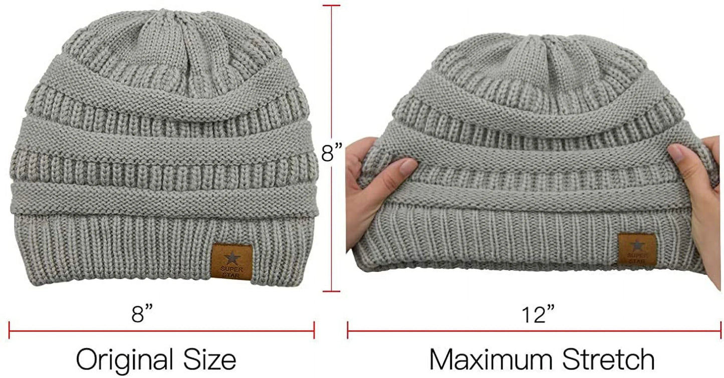 Mens Womens Beanie Hat for Winter Thick Knit Slouchy Hats for Men Women Ski Cap Beige Mix Colors