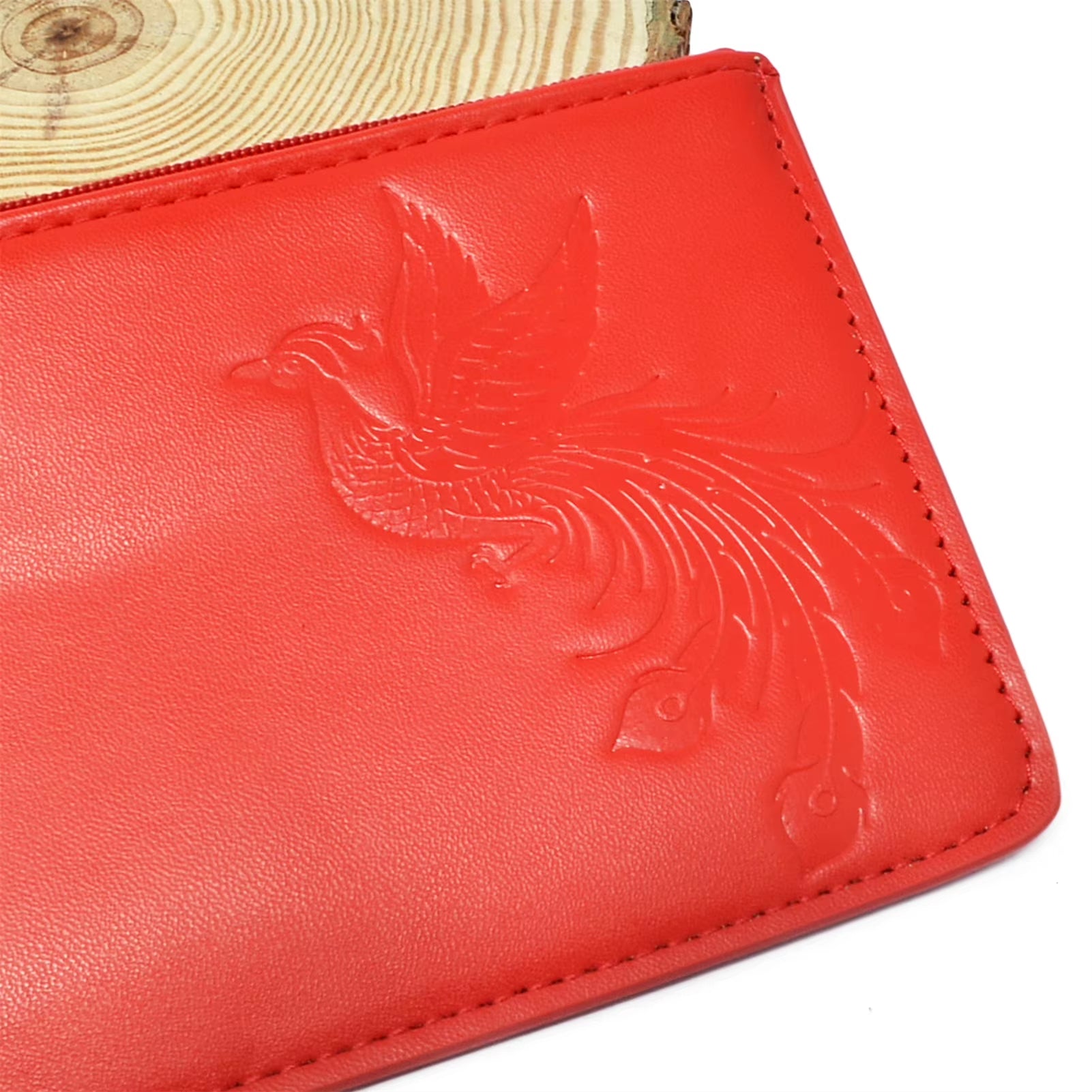 Feng Shui Red Phoenix Wealth Wallet Single Layer Men'S and Women'S Wallet Red Monet Bag