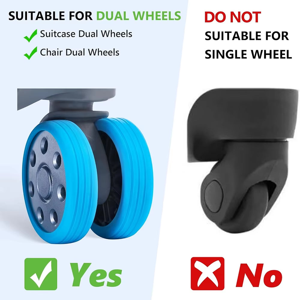 8Pcs Luggage Wheels Protector Silicone Luggage Accessories Wheels Cover for Most Luggage Reduce Noise Travel Luggages Suitcase