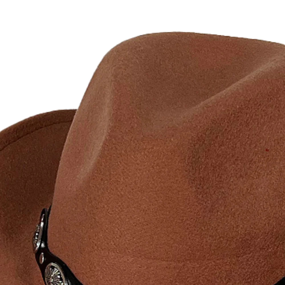 Women Men Cowboy Cowgirl Hats Felt Wide Brim Western Hat with Belt Buckle