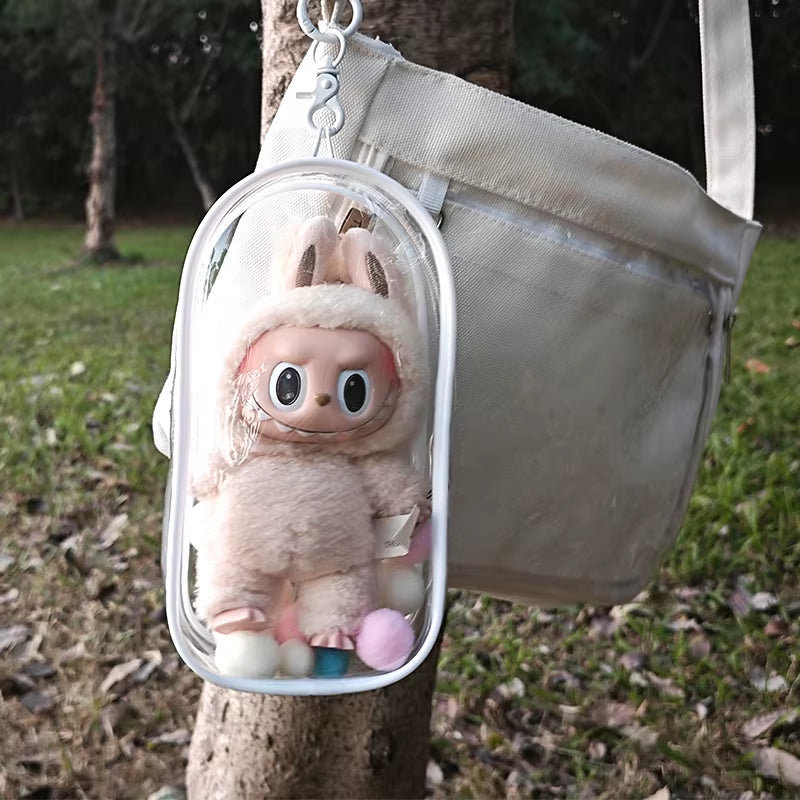 Clear Outdoor Bag for 18Cm Cartoon Plush Dolls AC Toys Transparent Mini Kawaii Pouch for Keychain Doll Anime Figure Garage Kit