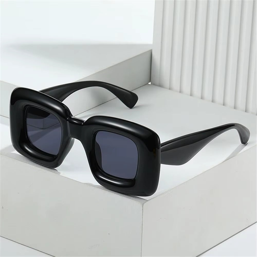 Retro Y2K Square Candy Color Women Sunglasses UV400 Inflated Frame Brand Designer Men Red Yellow Unique Sun Glasses Wide Legs