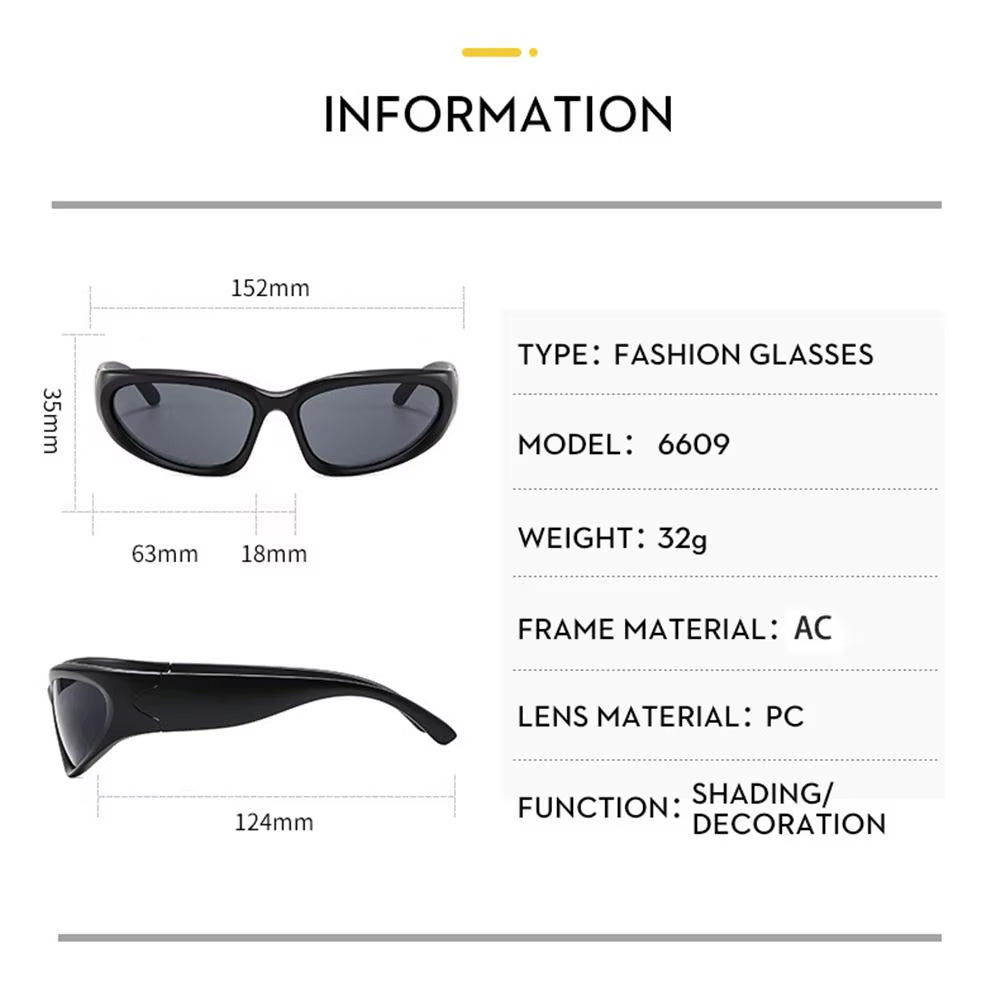 Y2K Wrap around Sunglasses Futuristic Oval Sports Sun Glasses 2022 Trendy Fashion Shades Vintage Punk Goggle Eyewear