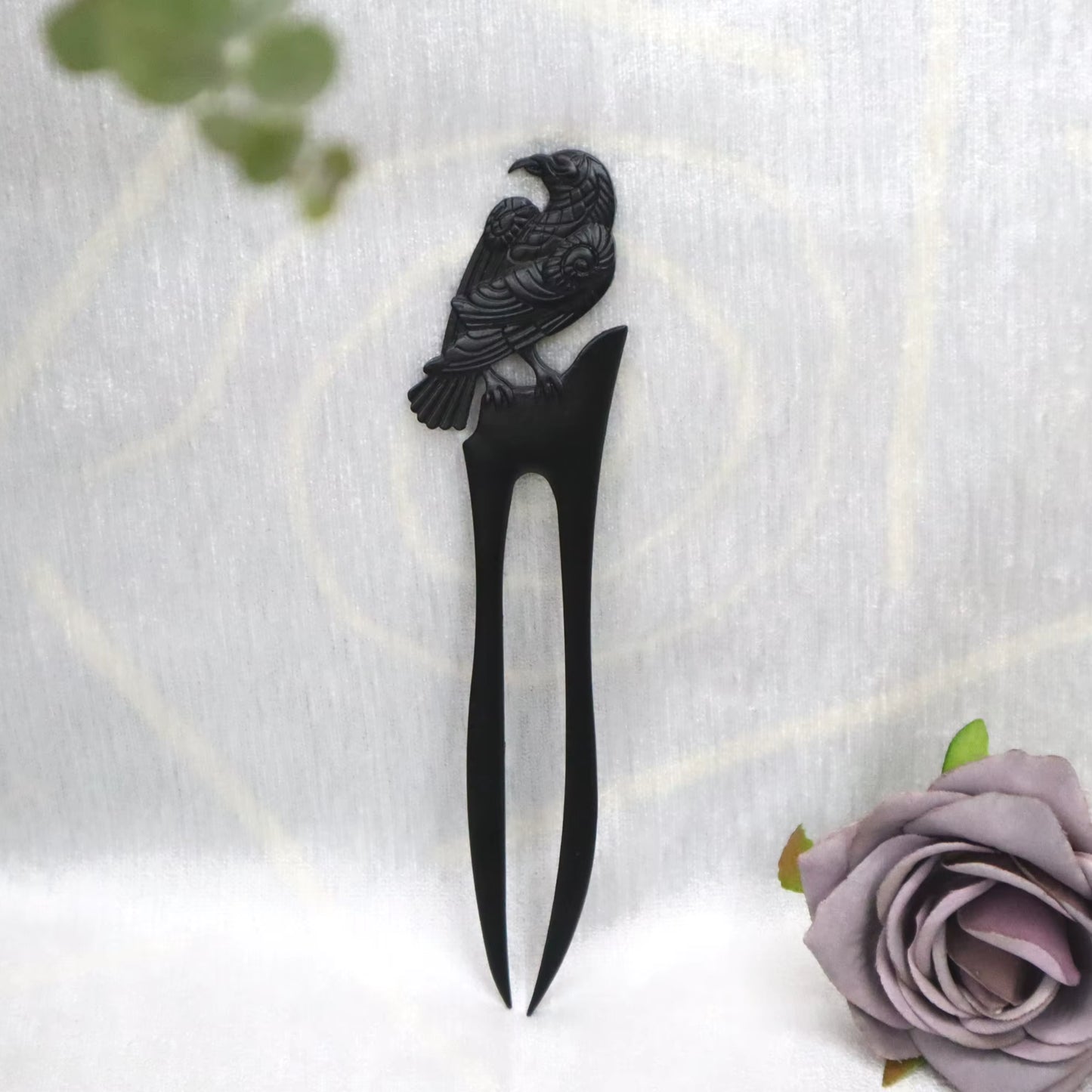 Raven Hair Stick Reversible Hairpin Metal Hair Accessories Viking Energy Pagan Crow Hair Accessories Wiccan Gifts