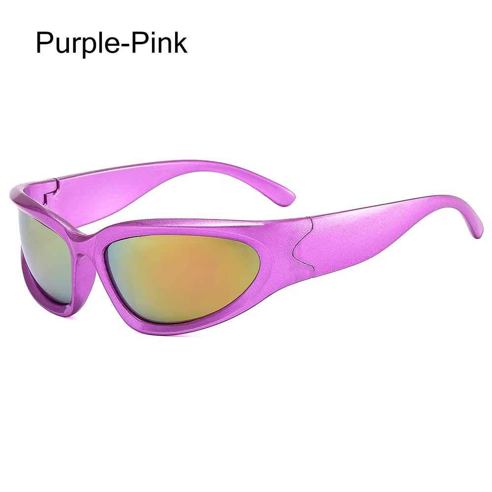 Y2K Wrap around Sunglasses Futuristic Oval Sports Sun Glasses 2022 Trendy Fashion Shades Vintage Punk Goggle Eyewear