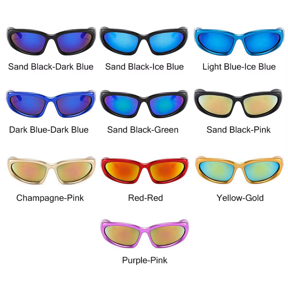 Y2K Wrap around Sunglasses Futuristic Oval Sports Sun Glasses 2022 Trendy Fashion Shades Vintage Punk Goggle Eyewear